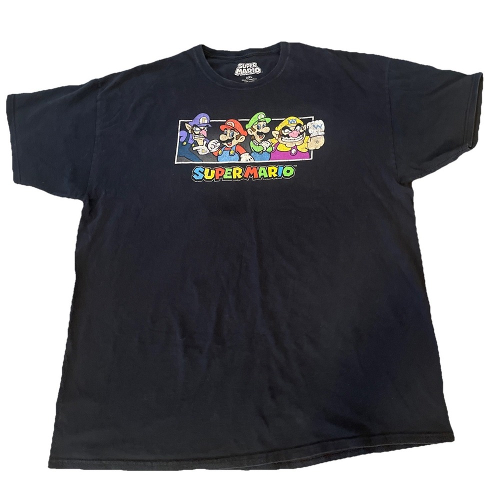 Super Mario T-shirt Men's Size 2XL Black‎ Short Sleeve